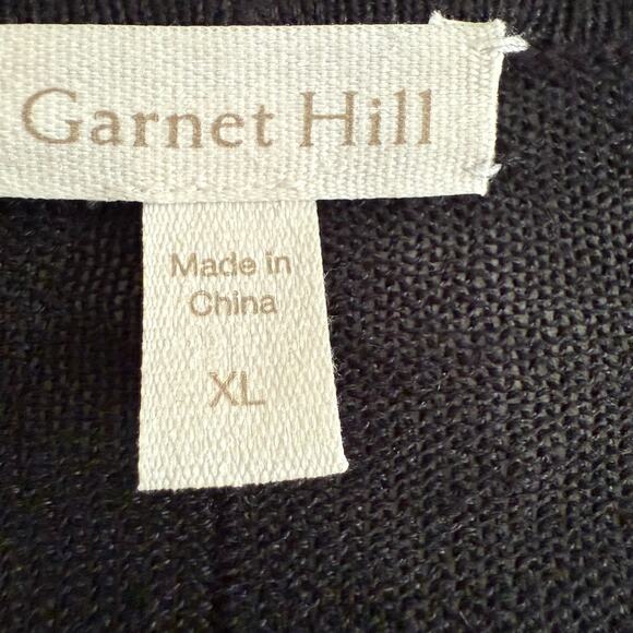 GARNET HILL | Black 100% Linen Drape Front Cardigan Sweater | Extra Large - Picture 5 of 8